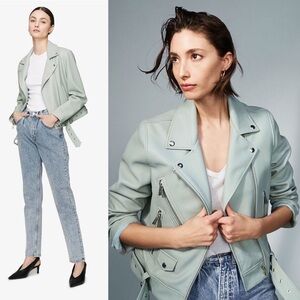 NWOT Anine Bing Benjamin Moto Jacket in Dusty Mint size XS Retail $1,100